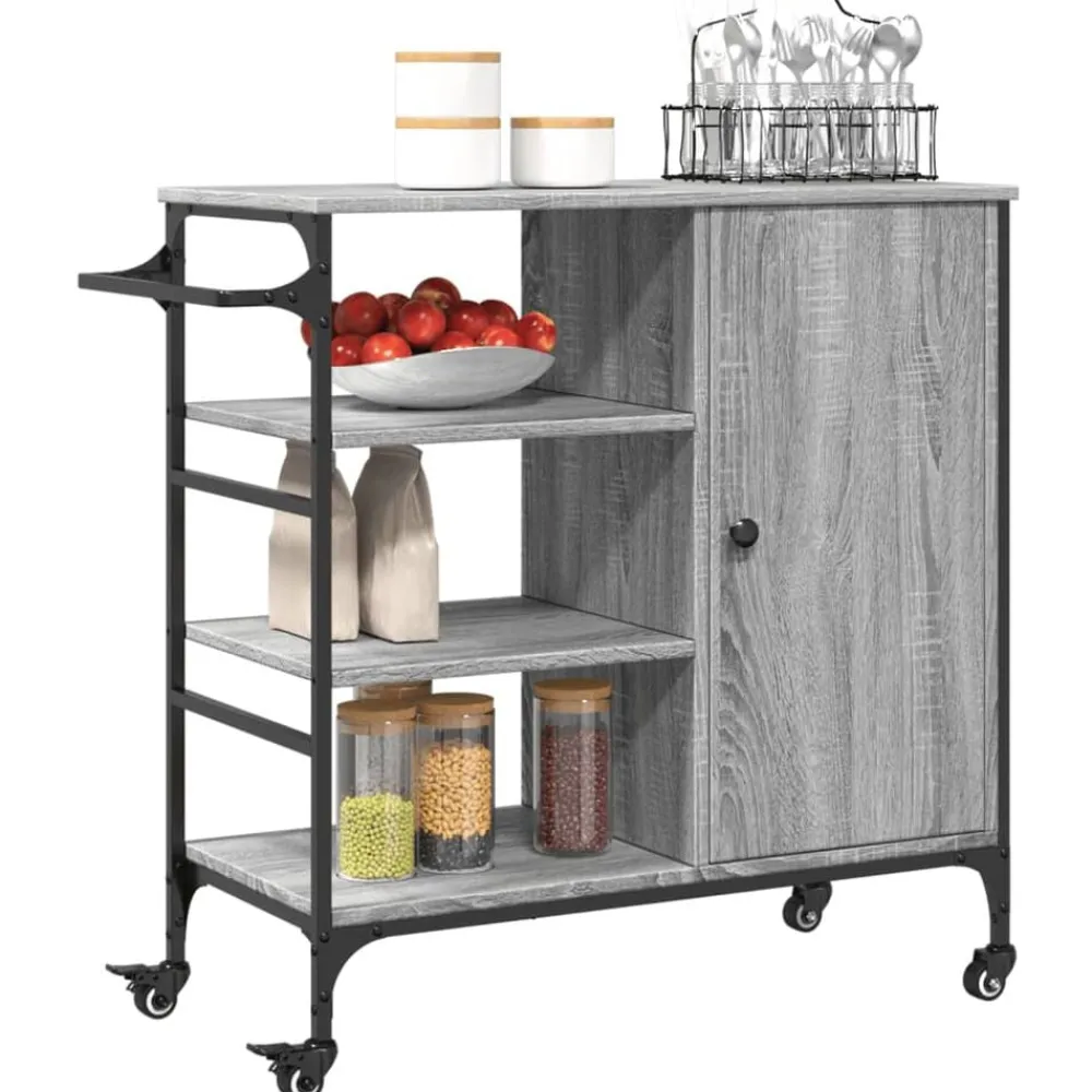 vidaXL Carrito de cocina de madera 87,5x38,5x84,5 cm Gris sonoma Hot