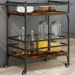 vidaXL Carros E Islas-Carrito de cocina madera ingeniería 82x40x78,5 cm