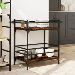 vidaXL Carros E Islas-Carrito de cocina madera ingeniería 82x40x78,5 cm