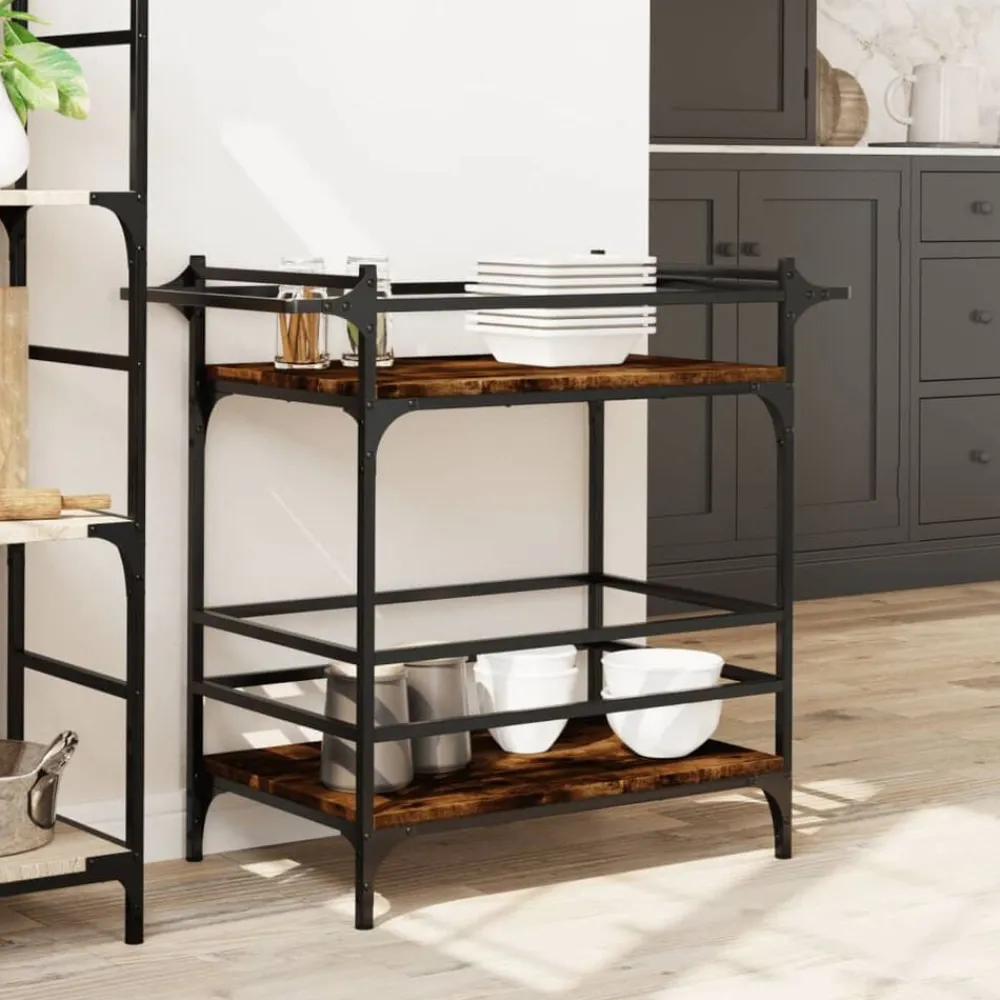 vidaXL Carros E Islas-Carrito de cocina madera ingeniería 82x40x78,5 cm