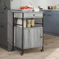 vidaXL Carrito de cocina madera ingeniería 56x43x89,5 cm Gris sonoma Clearance