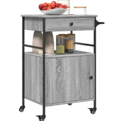 vidaXL Carrito de cocina madera ingeniería 56x43x89,5 cm Gris sonoma Clearance