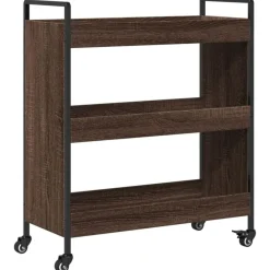 vidaXL Carros E Islas-Carrito de cocina madera de ingeniería marrón roble 70x30x82 cm
