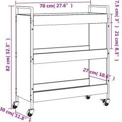 vidaXL Carros E Islas-Carrito de cocina madera de ingeniería marrón roble 70x30x82 cm