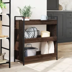 vidaXL Carros E Islas-Carrito de cocina madera de ingeniería marrón roble 70x30x82 cm