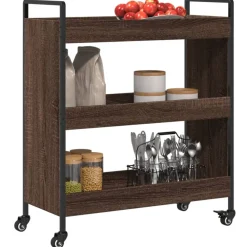 vidaXL Carros E Islas-Carrito de cocina madera de ingeniería marrón roble 70x30x82 cm