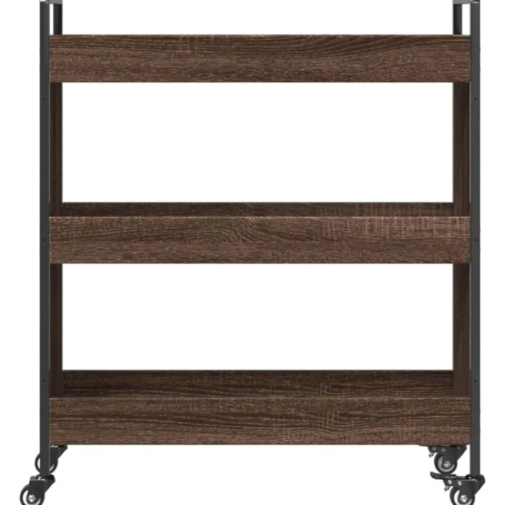 vidaXL Carros E Islas-Carrito de cocina madera de ingeniería marrón roble 70x30x82 cm