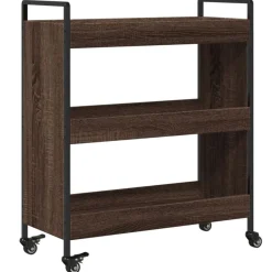 vidaXL Carros E Islas-Carrito de cocina madera de ingeniería marrón roble 70x30x82 cm