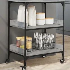 vidaXL Carrito de cocina madera ingeniería 60x41x80,5 cm Gris sonoma Clearance