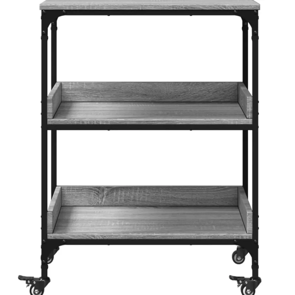 vidaXL Carrito de cocina madera ingeniería 60x41x80,5 cm Gris sonoma Clearance