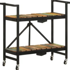 vidaXL Carros E Islas-Carrito de cocina de madera maciza reciclada 87x36x81 cm
