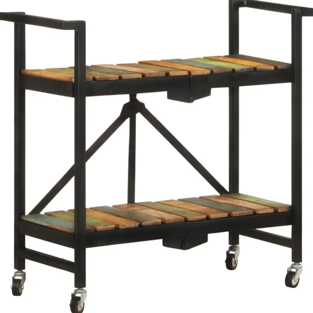 vidaXL Carros E Islas-Carrito de cocina de madera maciza reciclada 87x36x81 cm