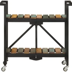 vidaXL Carros E Islas-Carrito de cocina de madera maciza reciclada 87x36x81 cm