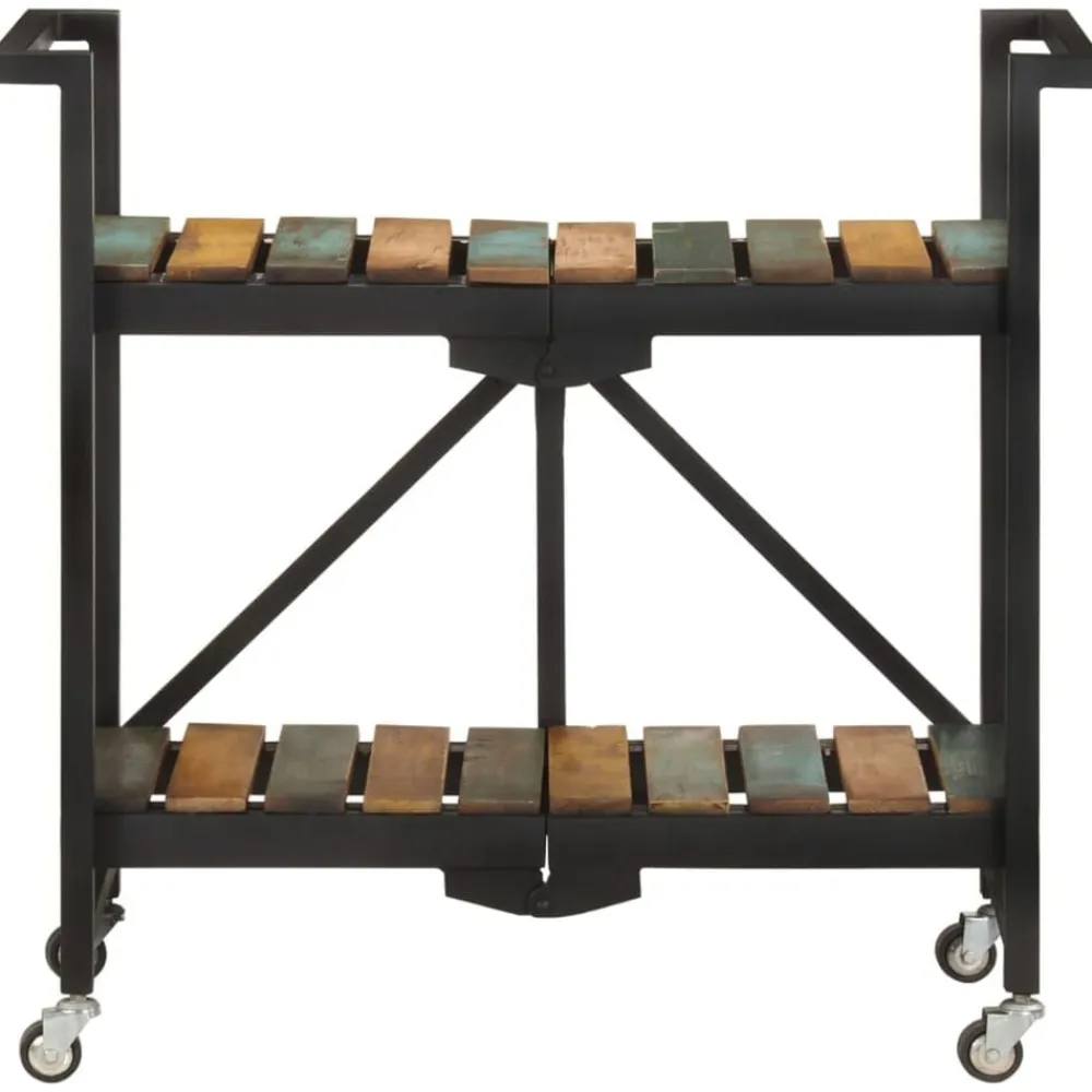 vidaXL Carros E Islas-Carrito de cocina de madera maciza reciclada 87x36x81 cm