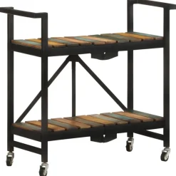 vidaXL Carros E Islas-Carrito de cocina de madera maciza reciclada 87x36x81 cm