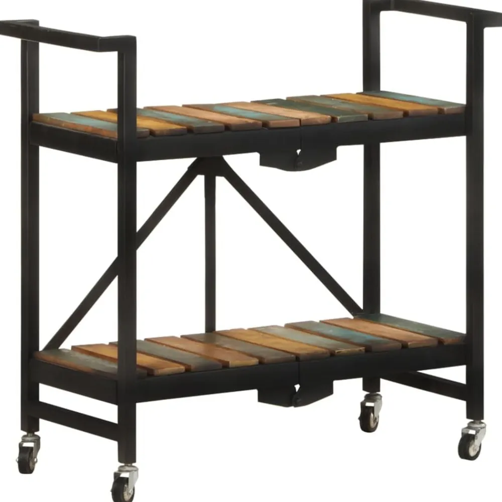 vidaXL Carros E Islas-Carrito de cocina de madera maciza reciclada 87x36x81 cm