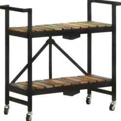 vidaXL Carros E Islas-Carrito de cocina de madera maciza reciclada 87x36x81 cm