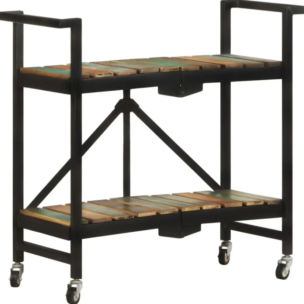 vidaXL Carros E Islas-Carrito de cocina de madera maciza reciclada 87x36x81 cm