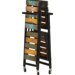 vidaXL Carros E Islas-Carrito de cocina de madera maciza reciclada 87x36x81 cm