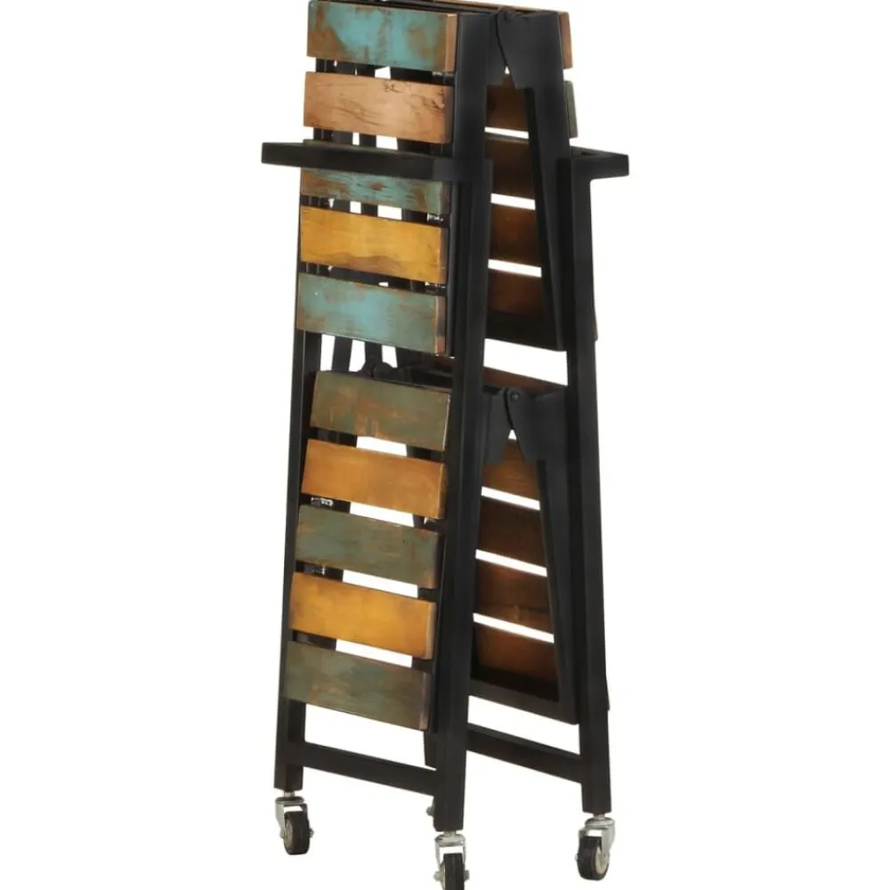 vidaXL Carros E Islas-Carrito de cocina de madera maciza reciclada 87x36x81 cm