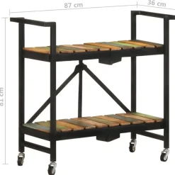 vidaXL Carros E Islas-Carrito de cocina de madera maciza reciclada 87x36x81 cm
