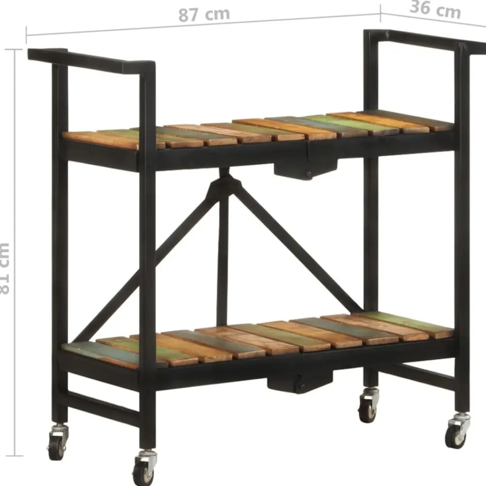 vidaXL Carros E Islas-Carrito de cocina de madera maciza reciclada 87x36x81 cm