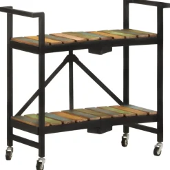 vidaXL Carros E Islas-Carrito de cocina de madera maciza reciclada 87x36x81 cm