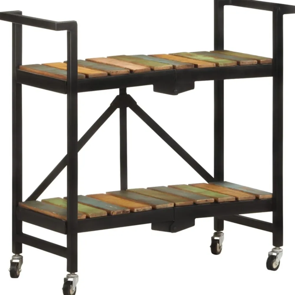 vidaXL Carros E Islas-Carrito de cocina de madera maciza reciclada 87x36x81 cm