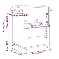 vidaXL Carrito de cocina OTTA madera maciza de pino 59x45x80 cm Sale