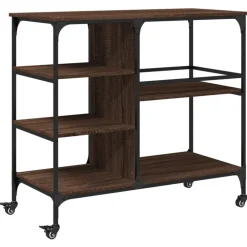 vidaXL Carros E Islas-Carrito de cocina madera ingeniería marrón roble 100x45x89,5 cm