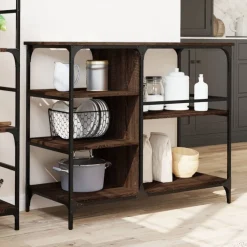 vidaXL Carros E Islas-Carrito de cocina madera ingeniería marrón roble 100x45x89,5 cm
