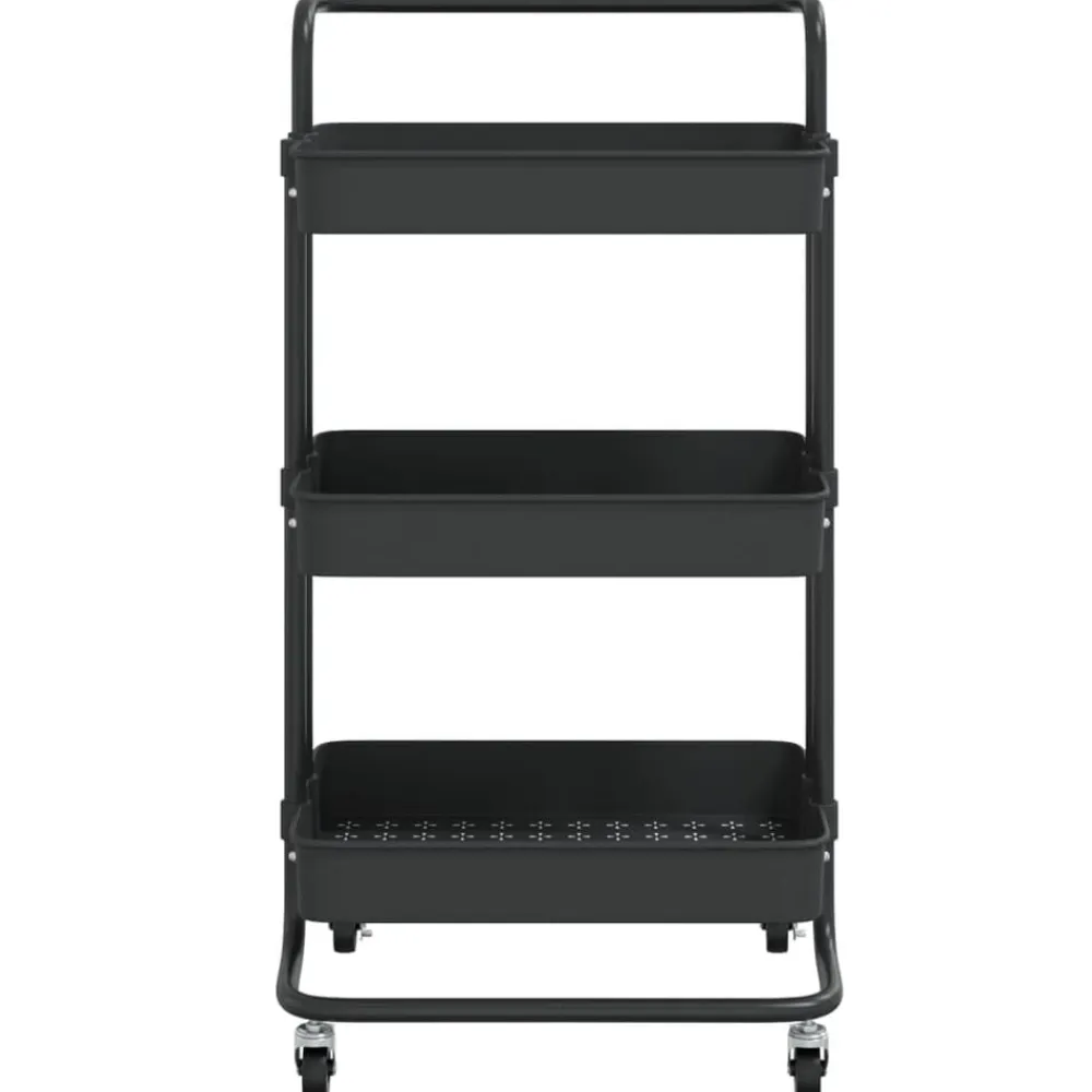 vidaXL Carrito de cocina 3 niveles hierro y ABS 42x35x85 cm Negro