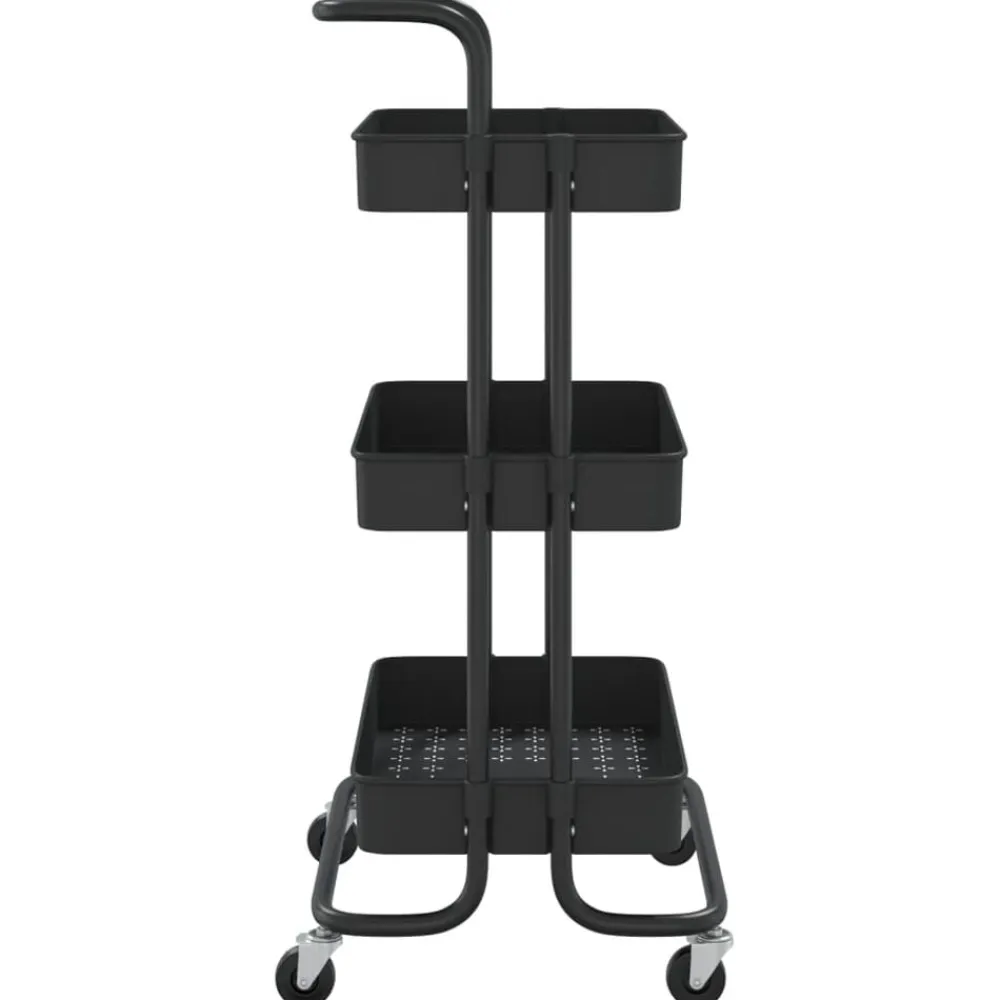 vidaXL Carrito de cocina 3 niveles hierro y ABS 42x35x85 cm Negro