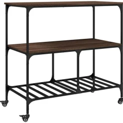 vidaXL Carrito de cocina madera ingeniería marrón roble 100x50x95 cm Marrón roble Online