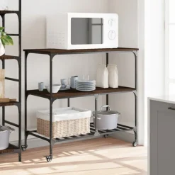 vidaXL Carrito de cocina madera ingeniería marrón roble 100x50x95 cm Marrón roble Online