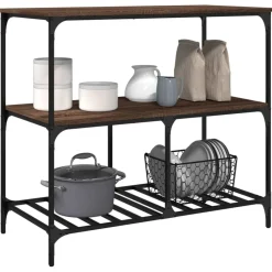 vidaXL Carrito de cocina madera ingeniería marrón roble 100x50x95 cm Marrón roble Online