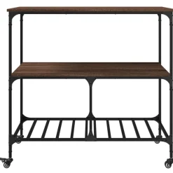 vidaXL Carrito de cocina madera ingeniería marrón roble 100x50x95 cm Marrón roble Online