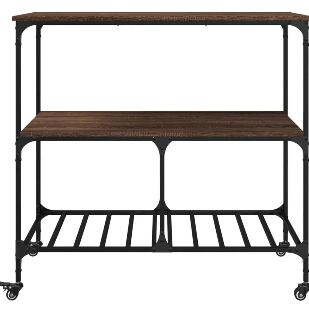 vidaXL Carrito de cocina madera ingeniería marrón roble 100x50x95 cm Marrón roble Online