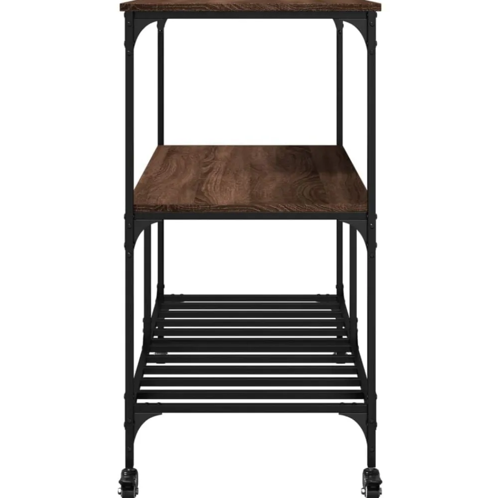 vidaXL Carrito de cocina madera ingeniería marrón roble 100x50x95 cm Marrón roble Online