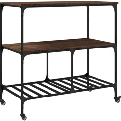 vidaXL Carrito de cocina madera ingeniería marrón roble 100x50x95 cm Marrón roble Online