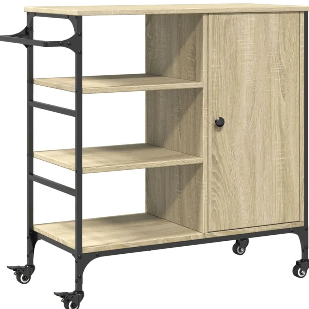 vidaXL Carros E Islas-Carrito de cocina madera ingeniería Sonoma 87,5x38,5x84,5 cm