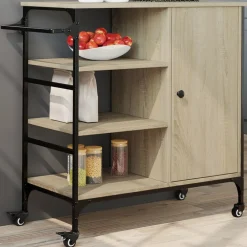 vidaXL Carros E Islas-Carrito de cocina madera ingeniería Sonoma 87,5x38,5x84,5 cm