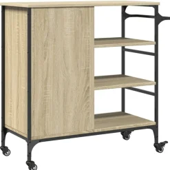 vidaXL Carros E Islas-Carrito de cocina madera ingeniería Sonoma 87,5x38,5x84,5 cm