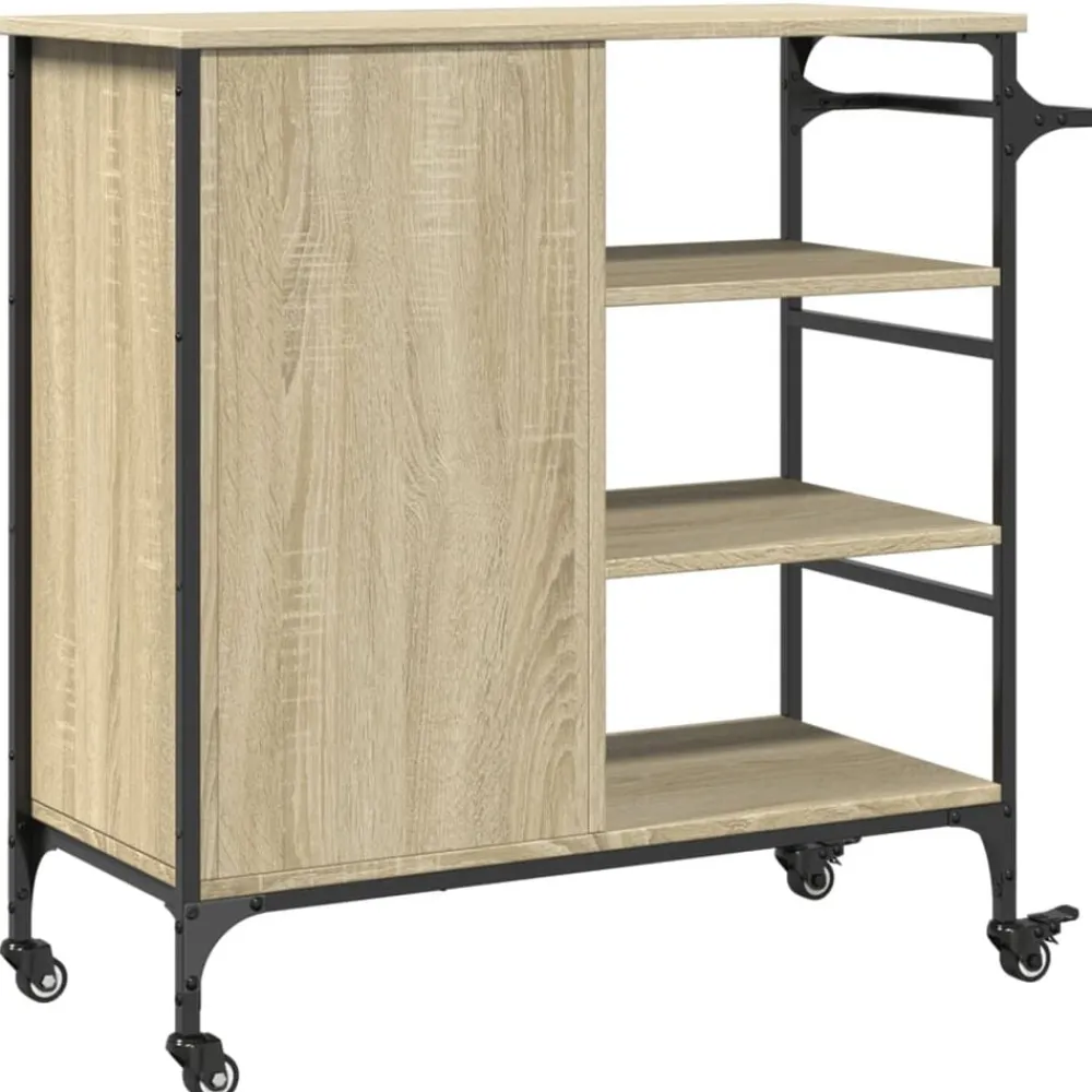 vidaXL Carros E Islas-Carrito de cocina madera ingeniería Sonoma 87,5x38,5x84,5 cm