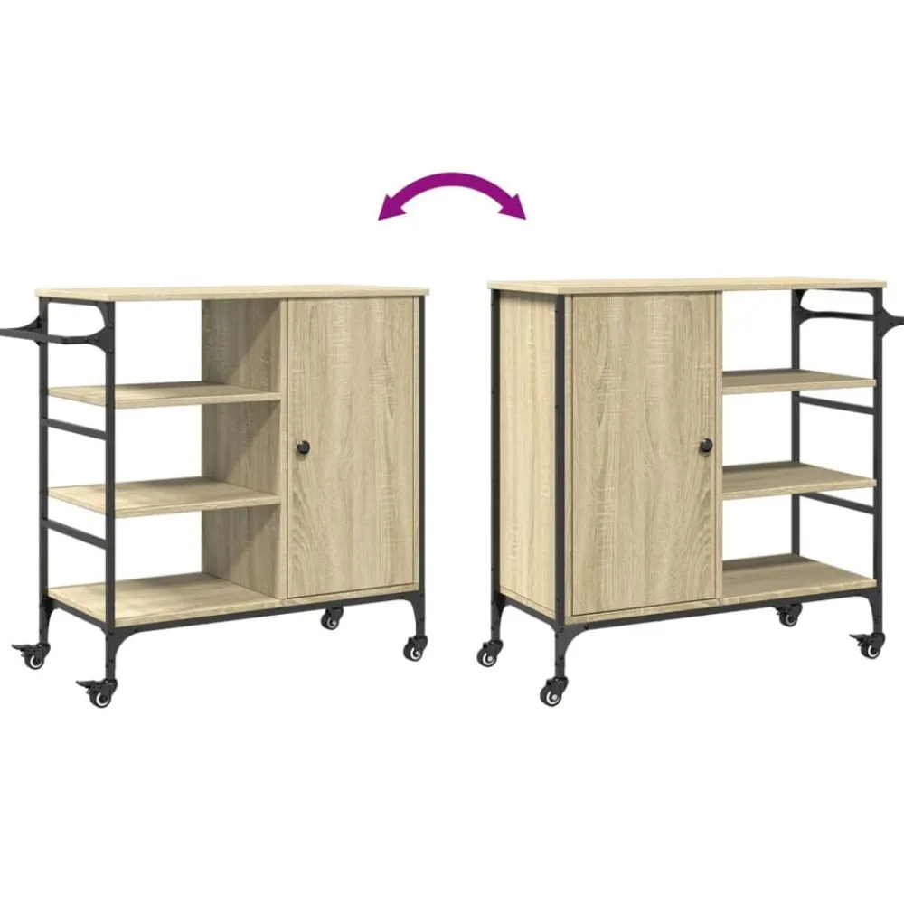 vidaXL Carros E Islas-Carrito de cocina madera ingeniería Sonoma 87,5x38,5x84,5 cm