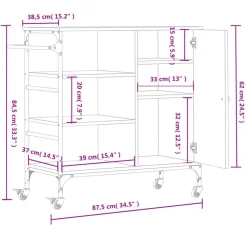 vidaXL Carros E Islas-Carrito de cocina madera ingeniería Sonoma 87,5x38,5x84,5 cm