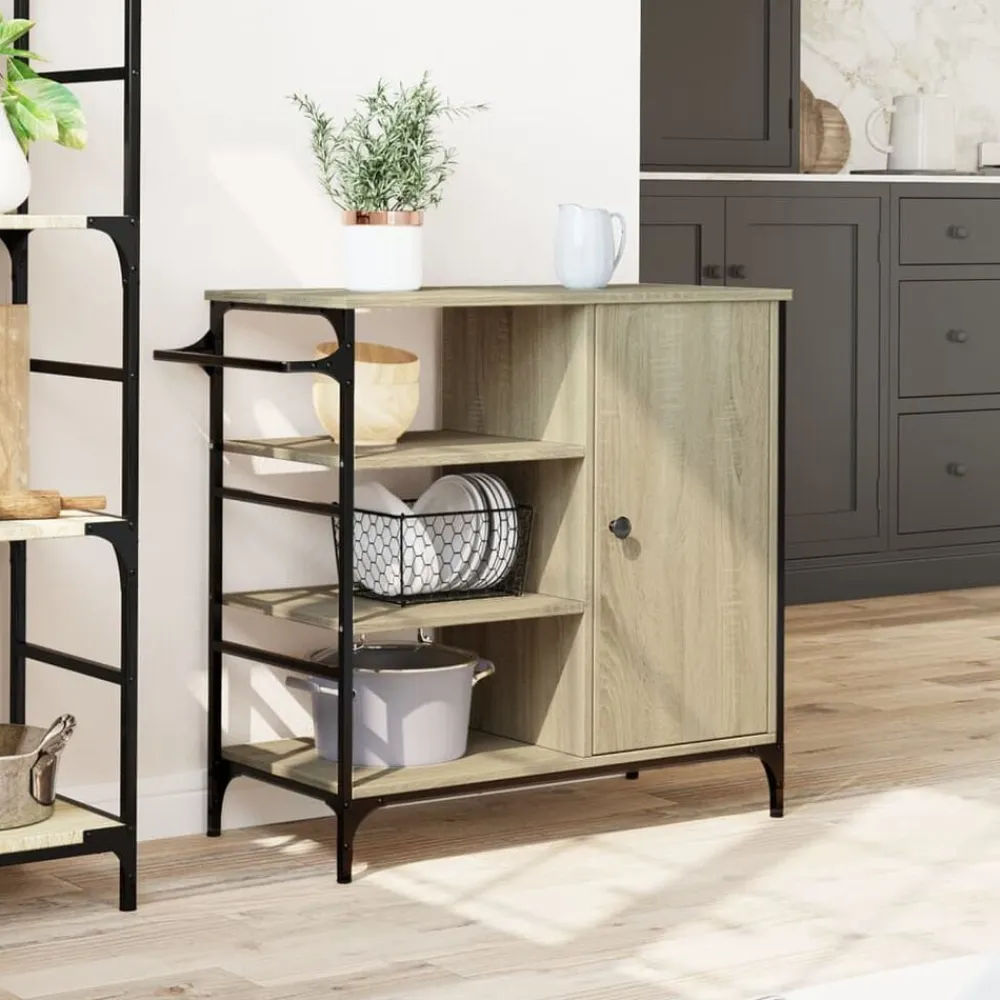 vidaXL Carros E Islas-Carrito de cocina madera ingeniería Sonoma 87,5x38,5x84,5 cm