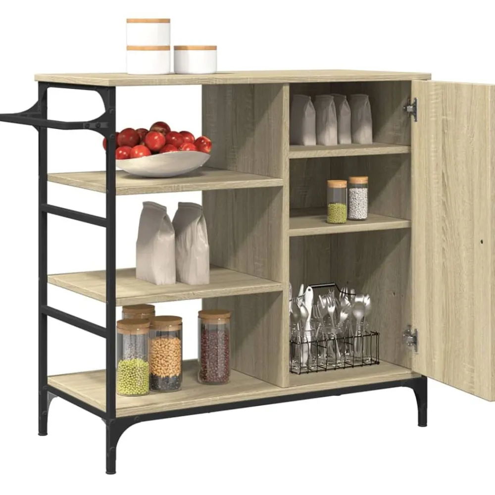 vidaXL Carros E Islas-Carrito de cocina madera ingeniería Sonoma 87,5x38,5x84,5 cm