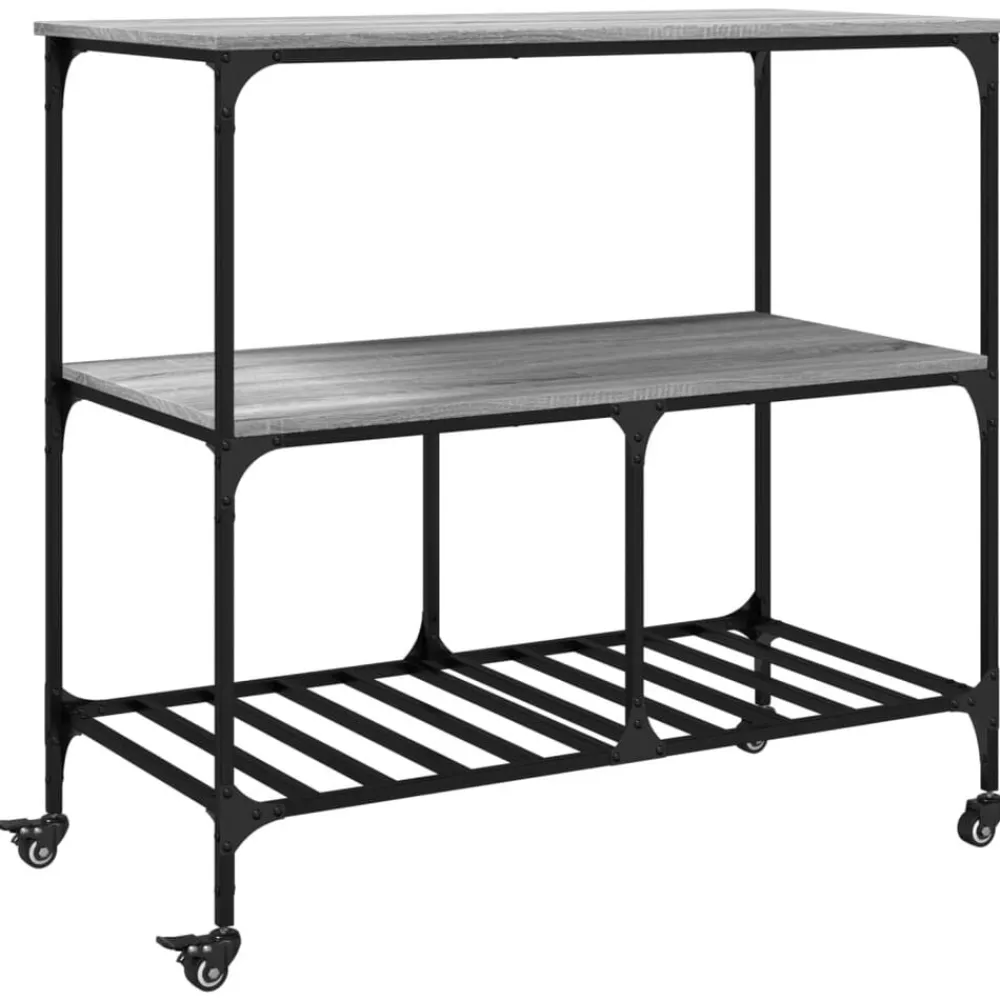 vidaXL Carros E Islas-Carrito de cocina madera ingeniería 100x50x95 cm