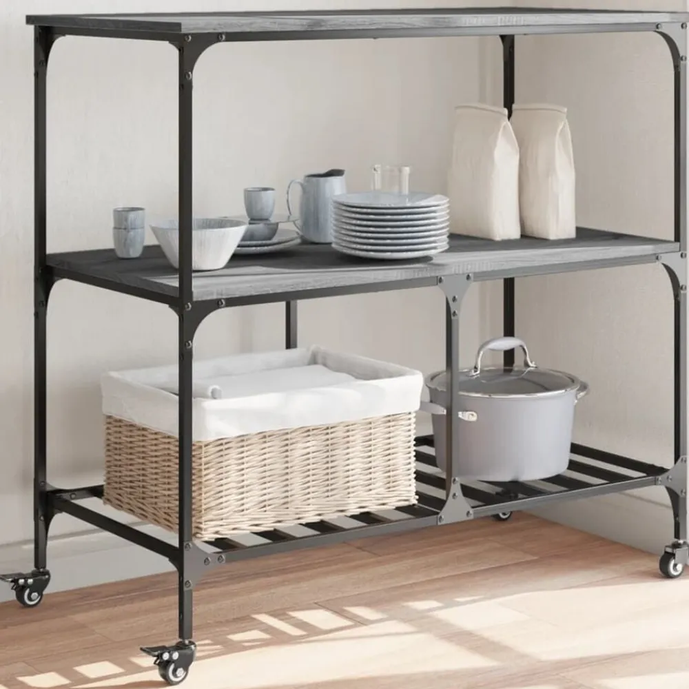 vidaXL Carros E Islas-Carrito de cocina madera ingeniería 100x50x95 cm